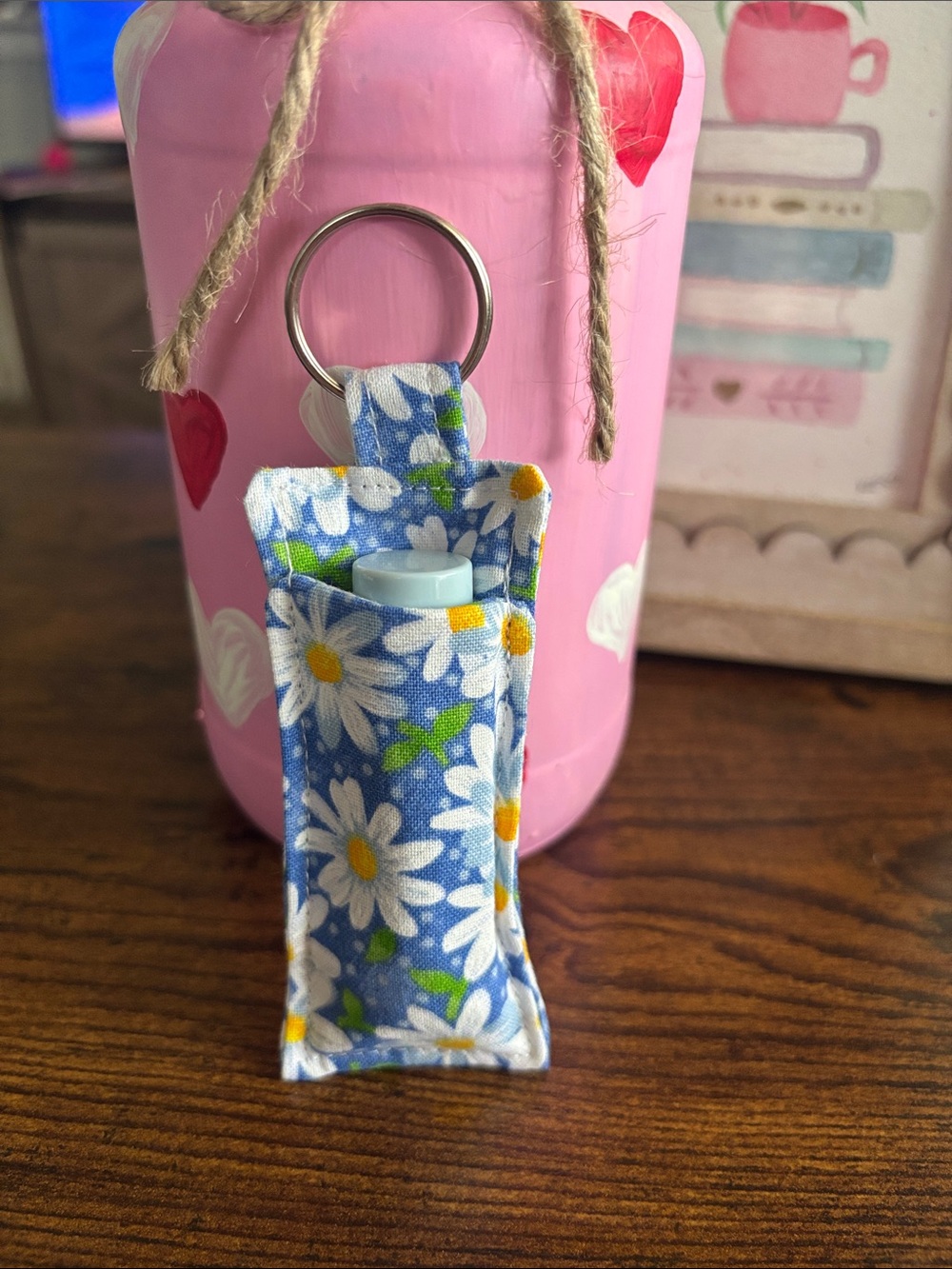 Handmade Daisy Keychain Chapstick Holder